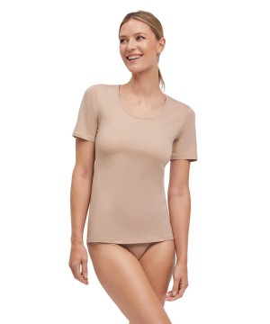 Falke 2-Pack T-Shirt Round-neck Daily Comfort Overhemd Dames Bruin | KYD-190824