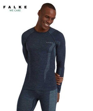 Falke Long sleeve shirt Wool-Tech Long Sleeve T-Shirts Heren Blauw | YCJ-954310