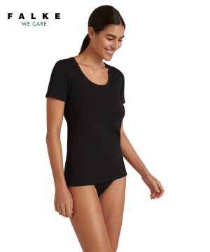 Falke T-Shirt Round-neck Daily Natural Overhemd Dames Zwart | TQV-278561