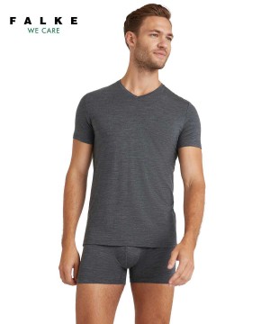 Falke T-Shirt V-neck Daily ClimaWool Overhemd Met Korte Mouwen Heren Grijs | CKY-947528